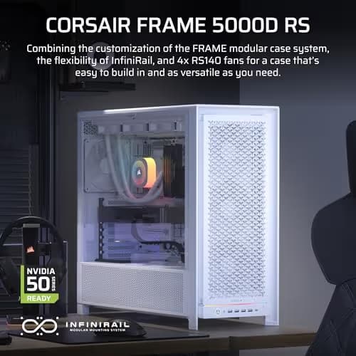 Corsair FRAME 5000D RS High-Airflow Mid-Tower PC Case - White image