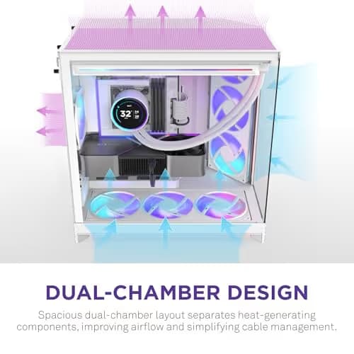 NZXT H9 Flow RGB+ (2025) ATX Mid Tower White Tempered Glass image