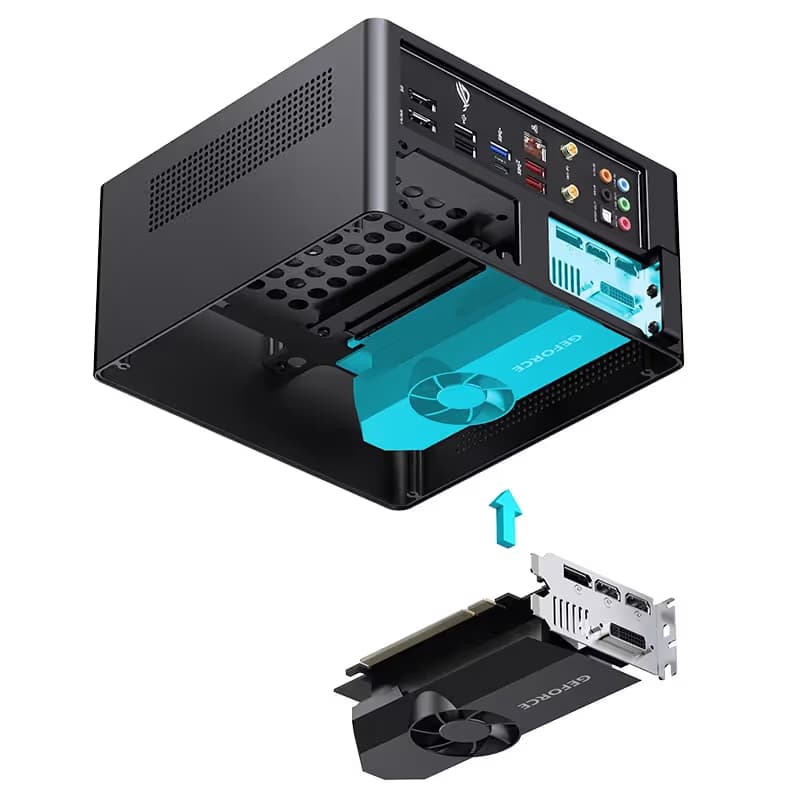 Jonsbo NV10 Mini-ITX Desktop Black / Brown with Mesh Side Panel and USB 3.2 Gen 2 Type-C Front Panel image