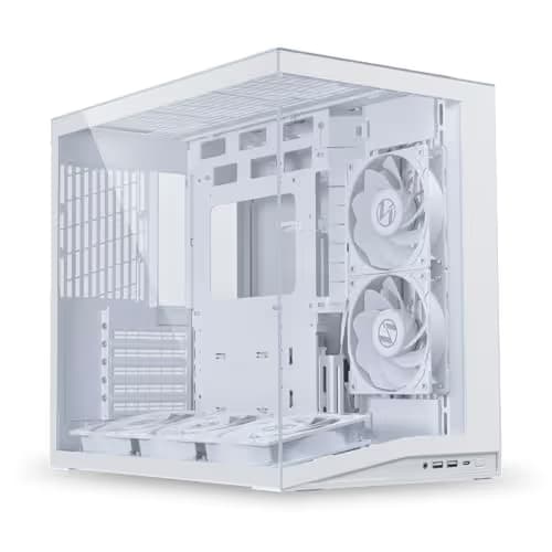 Lian Li O11 Dynamic Mini V2 Flow ATX Mini Tower White Tempered Glass Side Panel with USB 3.2 Gen 2 Type-C and USB 3.2 Gen 1 Type-A image