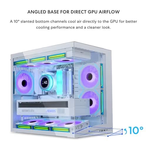 Lian Li O11 Dynamic Mini V2 Flow ATX Mini Tower White Tempered Glass Side Panel with USB 3.2 Gen 2 Type-C and USB 3.2 Gen 1 Type-A image