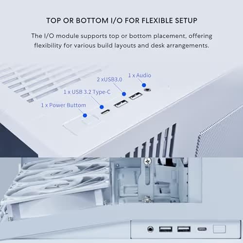 Lian Li O11 Dynamic Mini V2 Flow ATX Mini Tower White Tempered Glass Side Panel with USB 3.2 Gen 2 Type-C and USB 3.2 Gen 1 Type-A image
