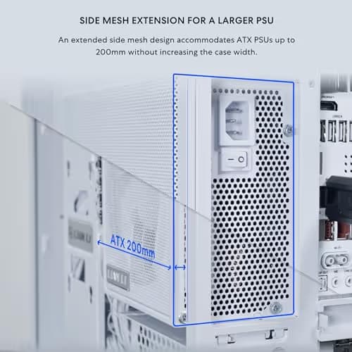 Lian Li O11 Dynamic Mini V2 Flow ATX Mini Tower White Tempered Glass Side Panel with USB 3.2 Gen 2 Type-C and USB 3.2 Gen 1 Type-A image