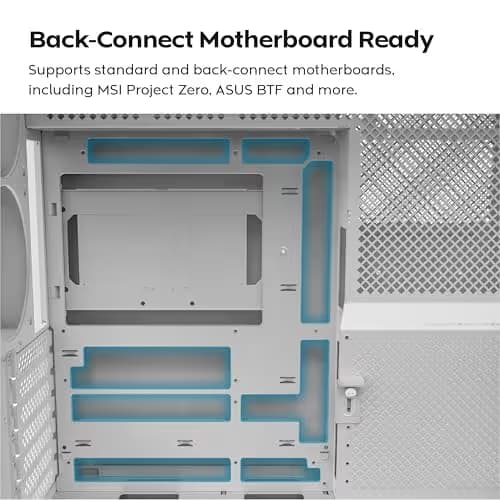 Montech HS02 Pro ATX Mid Tower White Tempered Glass Side Panel with USB 3.2 Gen 2 Type-C and USB 3.2 Gen 1 Type-A image
