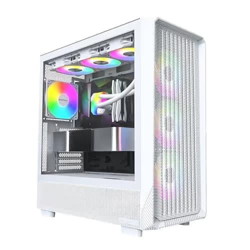 Montech X5 ATX Mid Tower White with Tempered Glass Side Panel and USB 3.2 Gen 2x2 Type-C, USB 3.2 Gen 1 Type-A, USB 2.0 Type-A image
