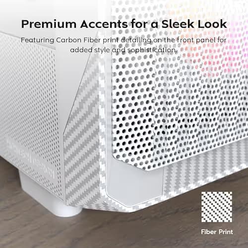 Montech X5 ATX Mid Tower White with Tempered Glass Side Panel and USB 3.2 Gen 2x2 Type-C, USB 3.2 Gen 1 Type-A, USB 2.0 Type-A image