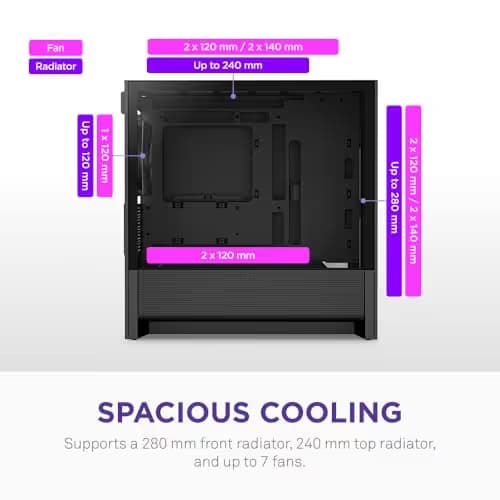 NZXT H3 Flow Micro ATX Mid Tower Black with Tinted Tempered Glass Side Panel and USB 3.2 Gen 2x2 Type-C, USB 3.2 Gen 1 Type-A Front Panel image