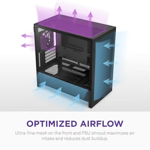 NZXT H3 Flow Micro ATX Mid Tower Black with Tinted Tempered Glass Side Panel and USB 3.2 Gen 2x2 Type-C, USB 3.2 Gen 1 Type-A Front Panel image