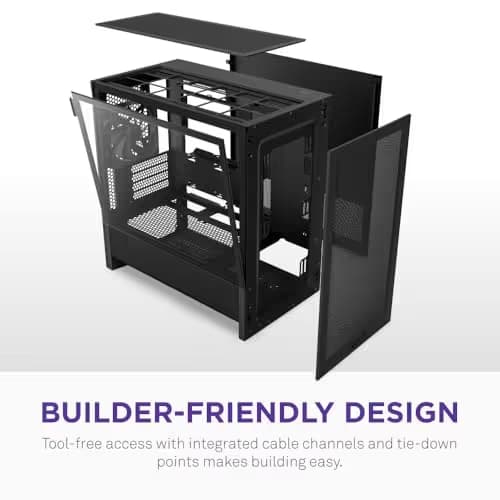 NZXT H3 Flow Micro ATX Mid Tower Black with Tinted Tempered Glass Side Panel and USB 3.2 Gen 2x2 Type-C, USB 3.2 Gen 1 Type-A Front Panel image