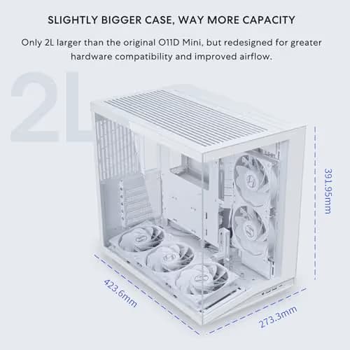 Lian Li O11 Dynamic Mini V2 ATX Mini Tower White Tempered Glass, USB 3.2 Gen 2 Type-C, USB 3.2 Gen 1 Type-A image