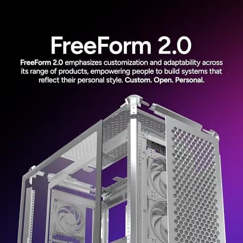 Cooler Master MasterFrame 600 ATX Mid Tower Silver Tempered Glass Side Panel, Front Panel: USB 3.2 Gen 2x2 Type-C USB 3.2 Gen 1 Type-A image