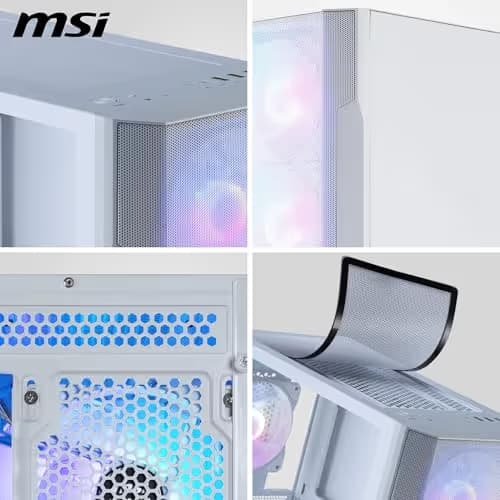 MSI MAG FORGE M100R Micro ATX Mini Tower White with Tempered Glass Side Panel, USB 3.2 Gen 1 Type-A, and USB 2.0 Type-A image