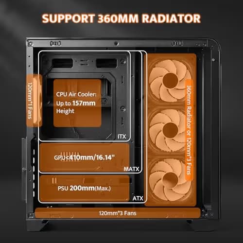 darkFlash L280 ATX Mid Tower Black with Tempered Glass Side Panel and Front USB 3.2 Gen 1 Type-A, USB 2.0 Type-A image