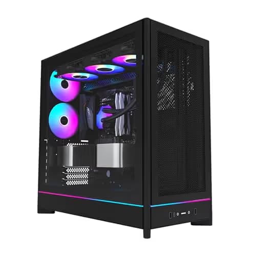 Montech HS01 ATX Mid Tower Black with Tempered Glass Side Panel and USB 3.2 Gen 2 Type-C, USB 3.2 Gen 1 Type-A image