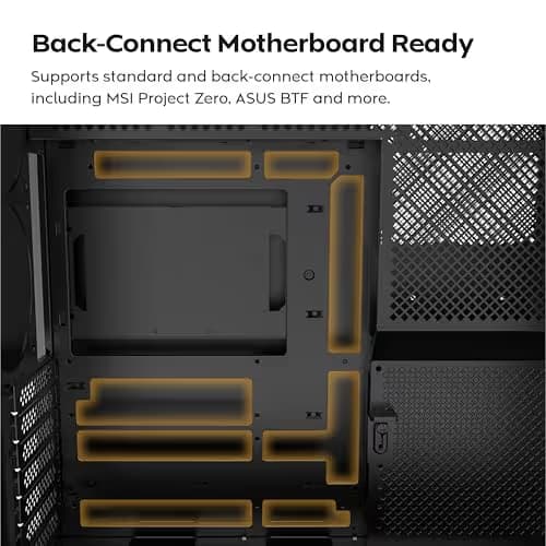 Montech HS01 ATX Mid Tower Black with Tempered Glass Side Panel and USB 3.2 Gen 2 Type-C, USB 3.2 Gen 1 Type-A image