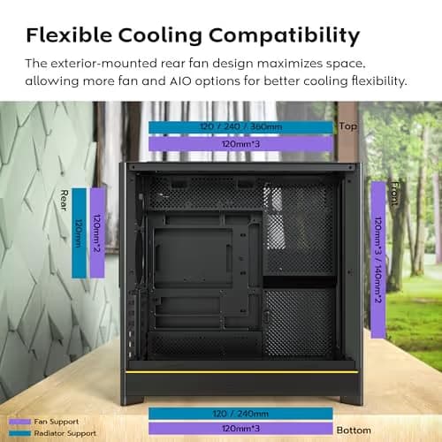 Montech HS01 ATX Mid Tower Black with Tempered Glass Side Panel and USB 3.2 Gen 2 Type-C, USB 3.2 Gen 1 Type-A image