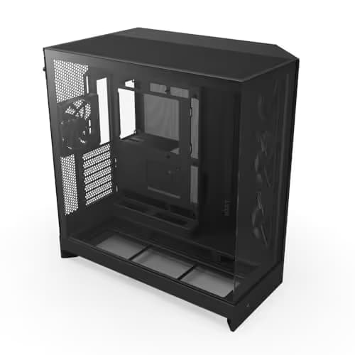 NZXT H9 Flow (2025) ATX Mid Tower Black Tinted Tempered Glass Side Panel, USB 3.2 Gen 2x2 Type-C, USB 3.2 Gen 1 Type-A image