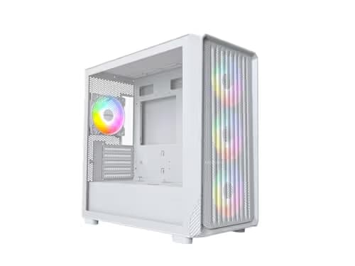 Montech X5M Micro ATX Mini Tower White with Tempered Glass Side Panel and USB 3.2 Gen 2x2 Type-C, USB 3.2 Gen 1 Type-A, USB 2.0 Type-A image
