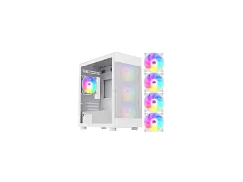 DIYPC ARGB-G5 ATX Mid Tower White with Tempered Glass Side Panel and USB 3.2 Gen 1 Type-A, USB 2.0 Type-A image
