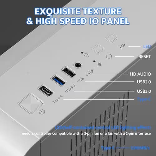 darkFlash L280 ATX Mid Tower White with Tempered Glass Side Panel and USB 3.2 Gen 1 Type-A USB 2.0 Type-A Front Panel image