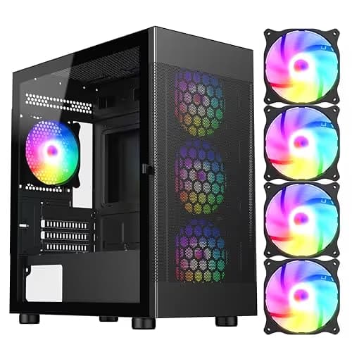 DIYPC ARGB-G5 ATX Mid Tower Black with Tempered Glass Side Panel and USB 3.2 Gen 1 Type-A, USB 2.0 Type-A main image