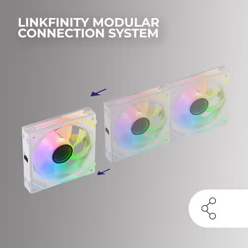 Mars Gaming MF-LINKFINITY 120mm White Addressable RGB PWM 69 CFM 3-Pack image