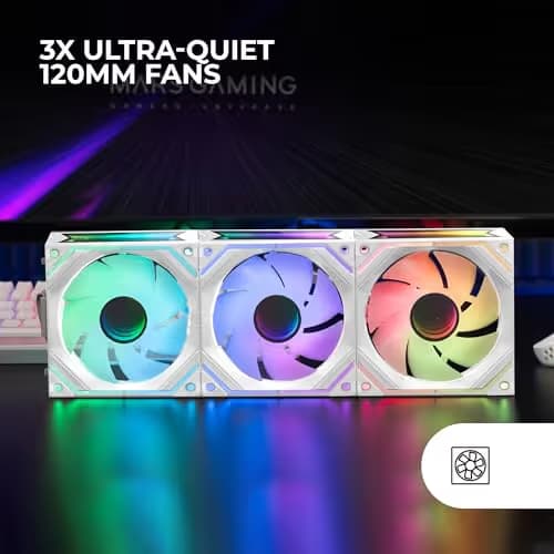 Mars Gaming MF-LINKFINITY 120mm White Addressable RGB PWM 69 CFM 3-Pack image