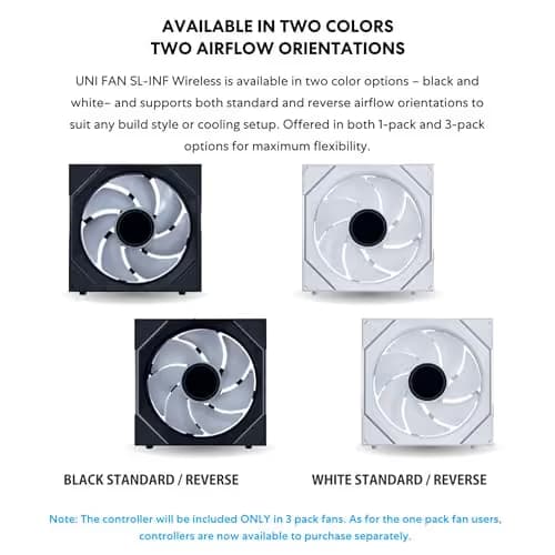 Lian Li UNI FAN SL-INF 120mm Black Addressable RGB PWM Wireless 3-Pack image