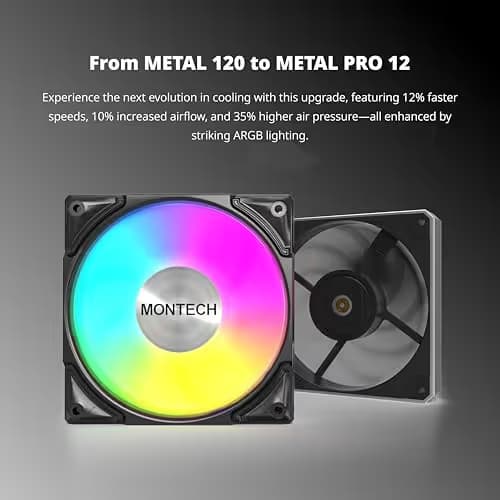 Montech Metal Pro 120mm Black PWM Addressable RGB 76.2 CFM 3-Pack image