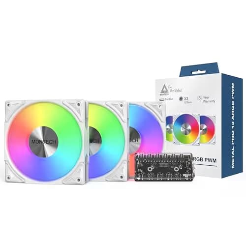Montech Metal Pro 120mm White Addressable RGB PWM 76.2 CFM 3-Pack main image