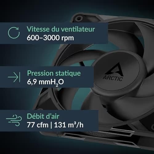 ARCTIC P12 Pro 120mm Black PWM 77 CFM 5-Pack image