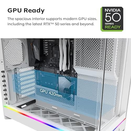 Montech HS02 ATX Mid Tower White with Tempered Glass Side Panel and USB 3.2 Gen 2 Type-C, USB 3.2 Gen 1 Type-A image