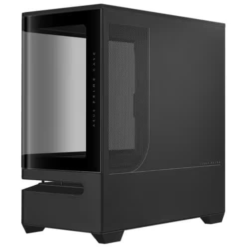 Asus Prime AP202 Micro ATX Mid Tower Black with Tempered Glass Side Panel and USB 3.2 Gen 2x2 Type-C, USB 3.2 Gen 1 Type-A image