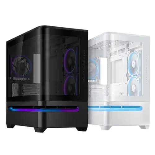 Asus Prime AP202 Micro ATX Mid Tower Black with Tempered Glass Side Panel and USB 3.2 Gen 2x2 Type-C, USB 3.2 Gen 1 Type-A image