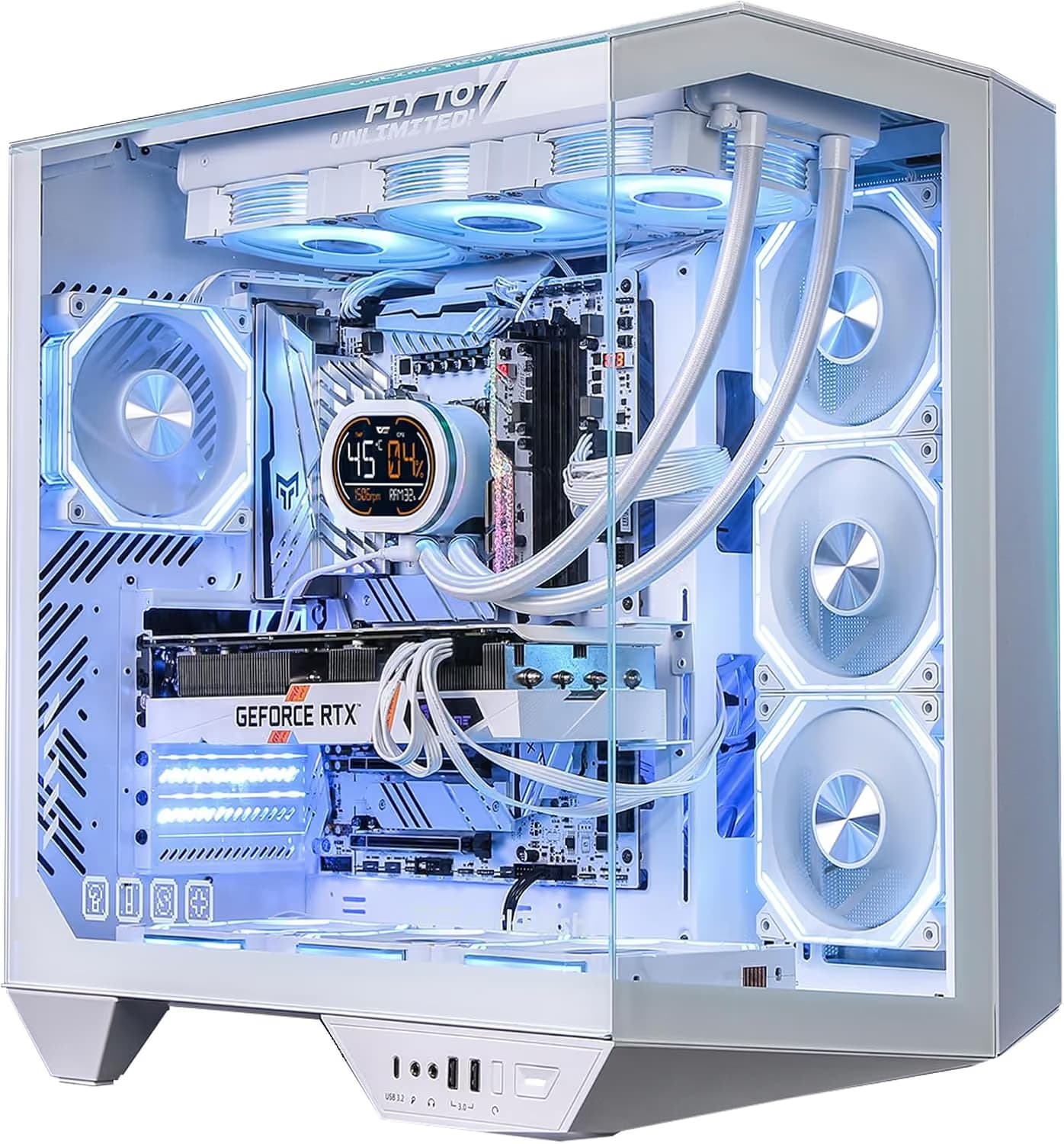 darkFlash DY470 ATX Mid Tower White Tempered Glass Side Panel and USB 3.2 Gen 2 Type-C, USB 3.2 Gen 1 Type-A (1 PWM ARGB Fans) main image