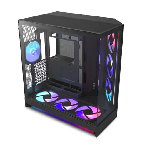 NZXT H9 Flow RGB+ (2025) ATX Mid Tower Black with Tinted Tempered Glass Side Panel and USB 3.2 Gen 2x2 Type-C, USB 3.2 Gen 1 Type-A image