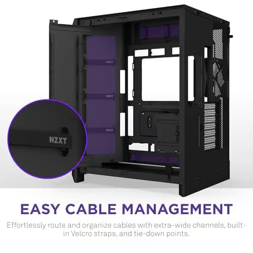 NZXT H9 Flow RGB+ (2025) ATX Mid Tower Black with Tinted Tempered Glass Side Panel and USB 3.2 Gen 2x2 Type-C, USB 3.2 Gen 1 Type-A image