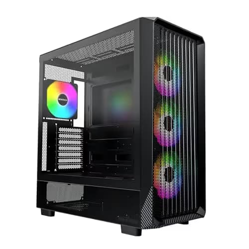 Montech X5 ATX Mid Tower Black with Tempered Glass Side Panel and USB 3.2 Gen 2x2 Type-C, USB 3.2 Gen 1 Type-A, USB 2.0 Type-A image
