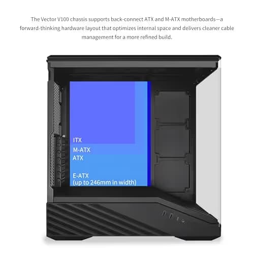 Lian Li Vector V100 ATX Mid-Tower PC Case-Tempered Glass-White-V100W image