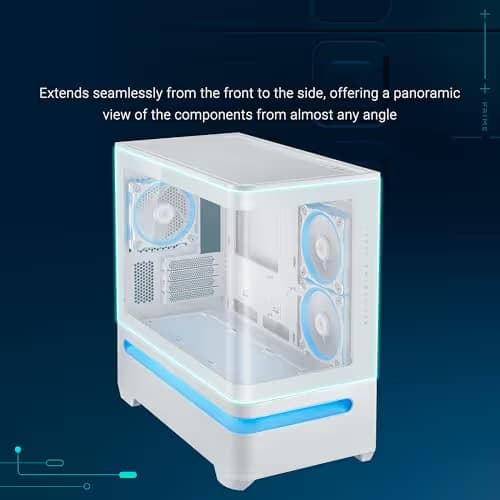 Asus Prime AP202 Micro ATX Mid Tower White with Tempered Glass Side Panel and USB 3.2 Gen 2x2 Type-C / USB 3.2 Gen 1 Type-A image