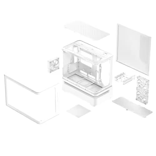 Asus Prime AP202 Micro ATX Mid Tower White with Tempered Glass Side Panel and USB 3.2 Gen 2x2 Type-C / USB 3.2 Gen 1 Type-A image