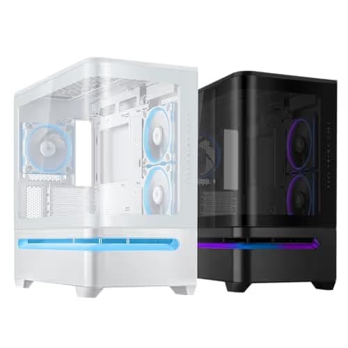 Asus Prime AP202 Micro ATX Mid Tower White with Tempered Glass Side Panel and USB 3.2 Gen 2x2 Type-C / USB 3.2 Gen 1 Type-A image