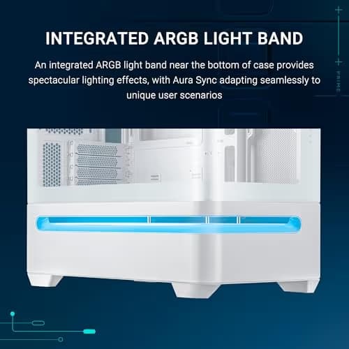Asus Prime AP202 Micro ATX Mid Tower White with Tempered Glass Side Panel and USB 3.2 Gen 2x2 Type-C / USB 3.2 Gen 1 Type-A image