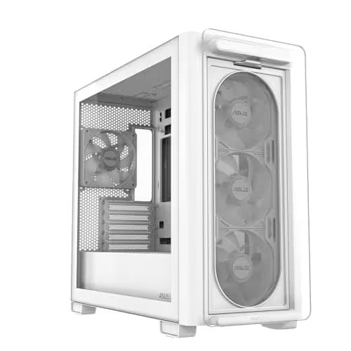 Asus A23 PLUS Micro ATX Mid Tower White Tempered Glass Side Panel, USB 3.2 Gen 2 Type-C, USB 3.2 Gen 1 Type-A main image