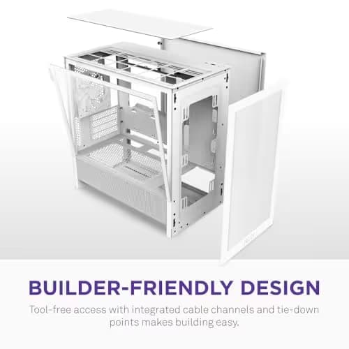 NZXT H3 Flow Micro ATX Mid Tower White Tempered Glass Side Panel and USB 3.2 Gen 2x2 Type-C USB 3.2 Gen 1 Type-A image