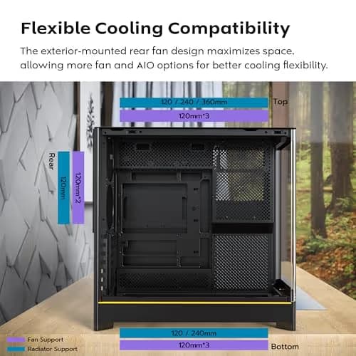 Montech HS02 Pro ATX Mid Tower Black with Tempered Glass Side Panel and USB 3.2 Gen 2 Type-C, USB 3.2 Gen 1 Type-A image