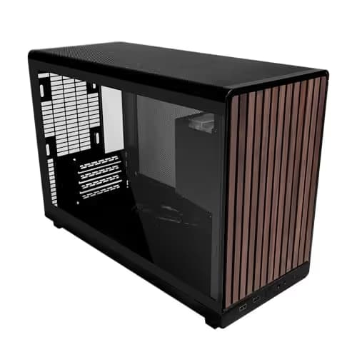 Lian Li A3-mATX Micro ATX Mini Tower Black / Brown Wood with Tempered Glass Side Panel image