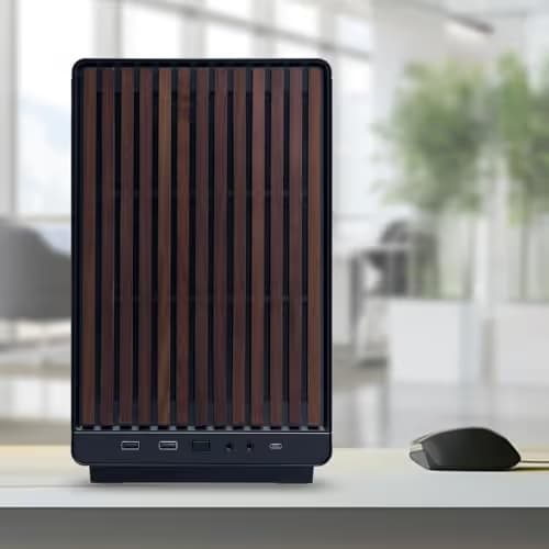 Lian Li A3-mATX Micro ATX Mini Tower Black / Brown Wood with Tempered Glass Side Panel image