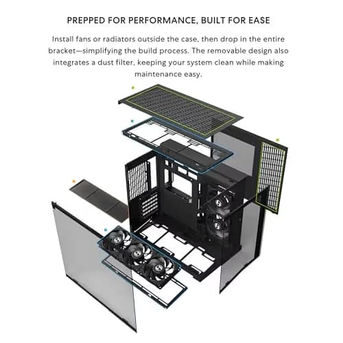 Lian Li O11 Dynamic Mini V2 Flow ATX Mini Tower Black with Tempered Glass Side Panel and Front Panel: USB 3.2 Gen 2 Type-C, USB 3.2 Gen 1 Type-A image