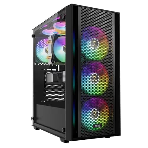 GAMDIAS AURA GC2 ELITE ATX Mid Tower Black with Tempered Glass Side Panel and USB 3.2 Gen 1 Type-A, USB 2.0 Type-A image